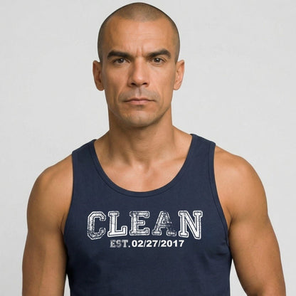 Loosid Clean Men's W Personalize Recovery Date Sober Tank Top featuring the design
