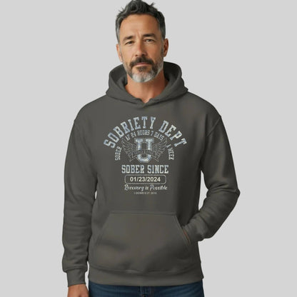 Recovery Hoodie | Sobriety Dept Hoodie with Custom Sobriety Date