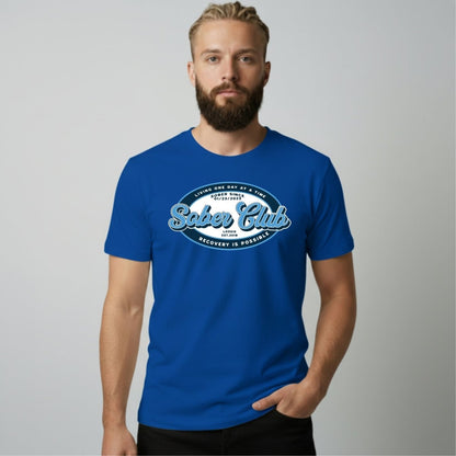 Sober Club Badge Sober T Shirt lifestyle view (view 5)