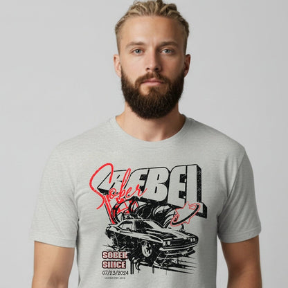 Men's Sober Rebel T-shirt with Custom Sobriety Date