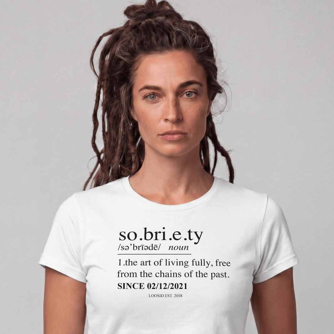 Sober T Shirt | Women's Sobriety Definition Tee with Custom Sober Date