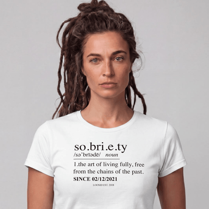 Sober T Shirt | Women's Sobriety Definition Tee with Custom Sober Date