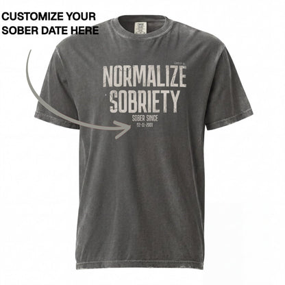 Sober T Shirt | Men's Washed Normalize Sobriety Garment-Dyed