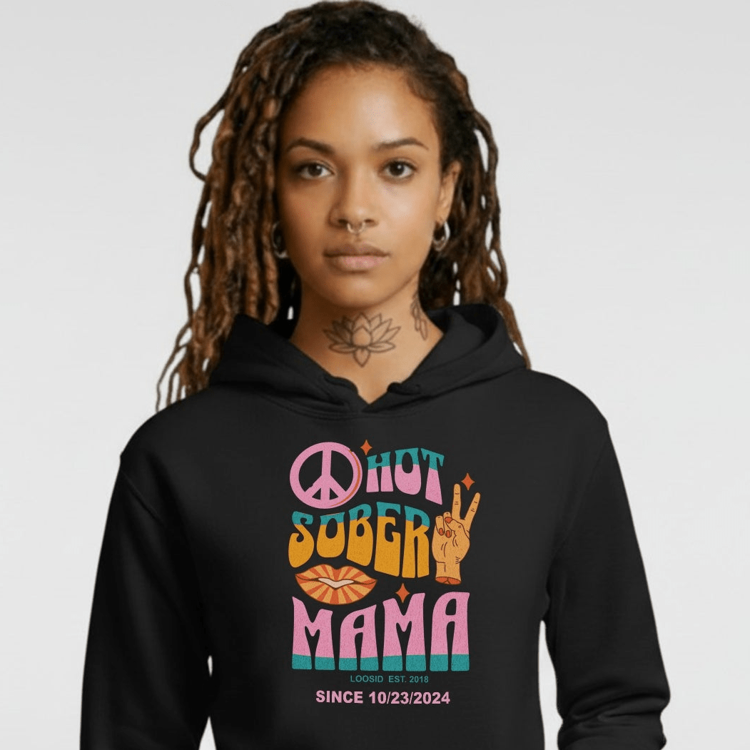 Hot Sober Mama Recovery Hoodie back view (view 7)