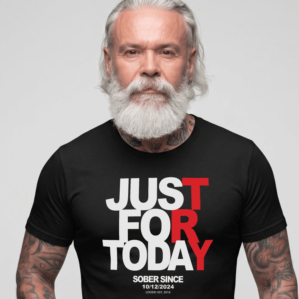 Just Try For Today Sober T Shirt close-up view (view 2)