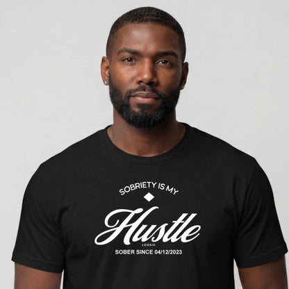 Hustle Men's Relaxed Sober T Shirt w/Personalize Sober Date