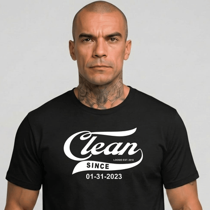 Clean Since Tee with Personalized Sobriety Date | Sober T Shirt