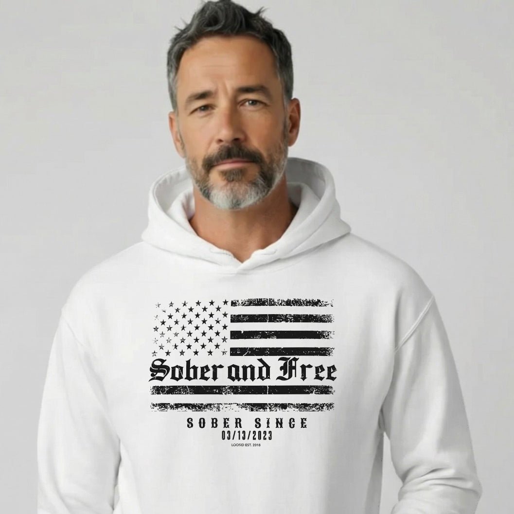 Recovery Hoodie | Sober and Free Custom Sobriety Date Hoodie
