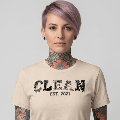 Clean T-Shirt | Women's Clean EST. Tee with Personalized Sobriety Date
