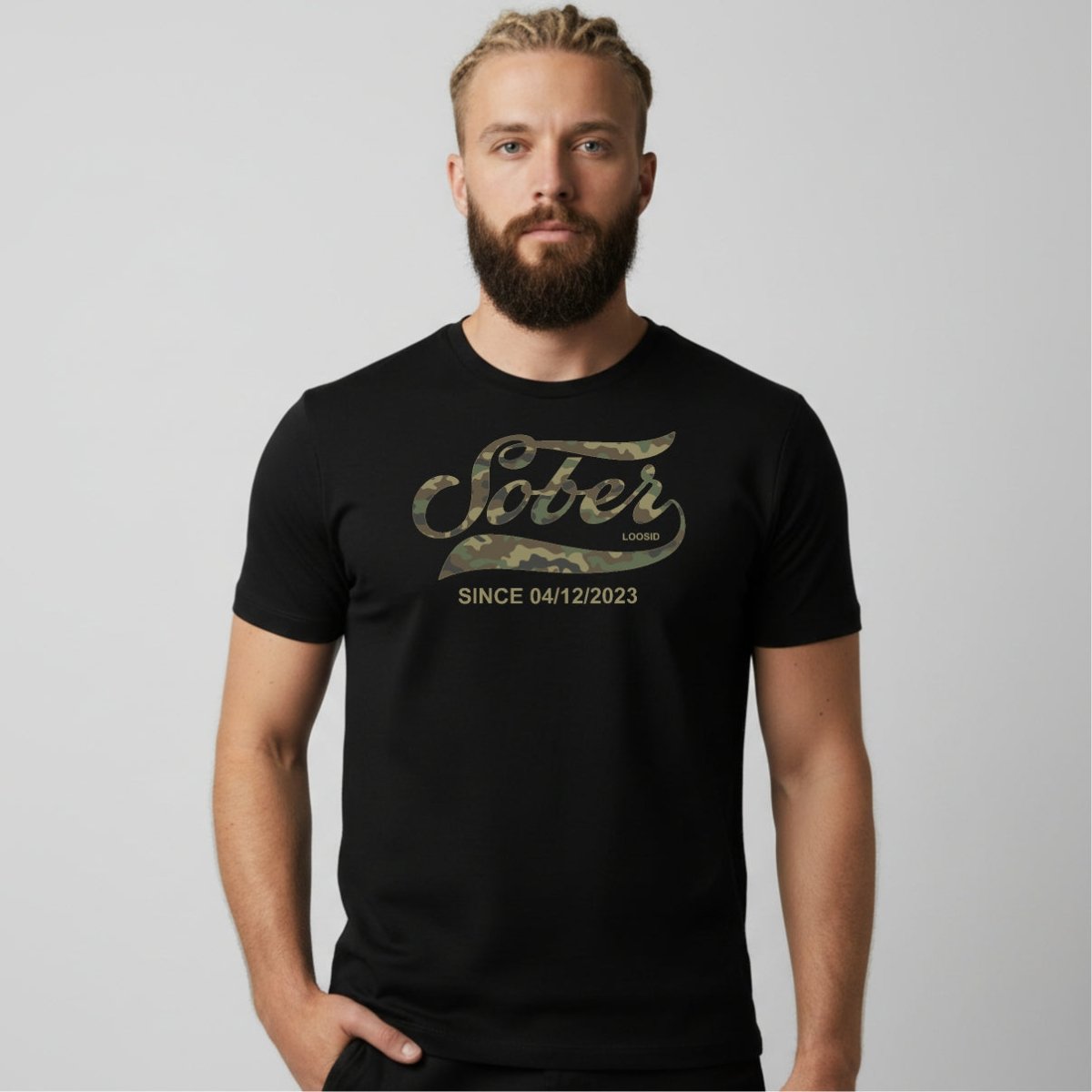 Sober T Shirt | Sober Since Camo Tee with Personalized Date
