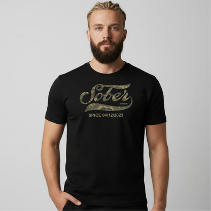 Sober T Shirt | Sober Since Camo Tee with Personalized Date