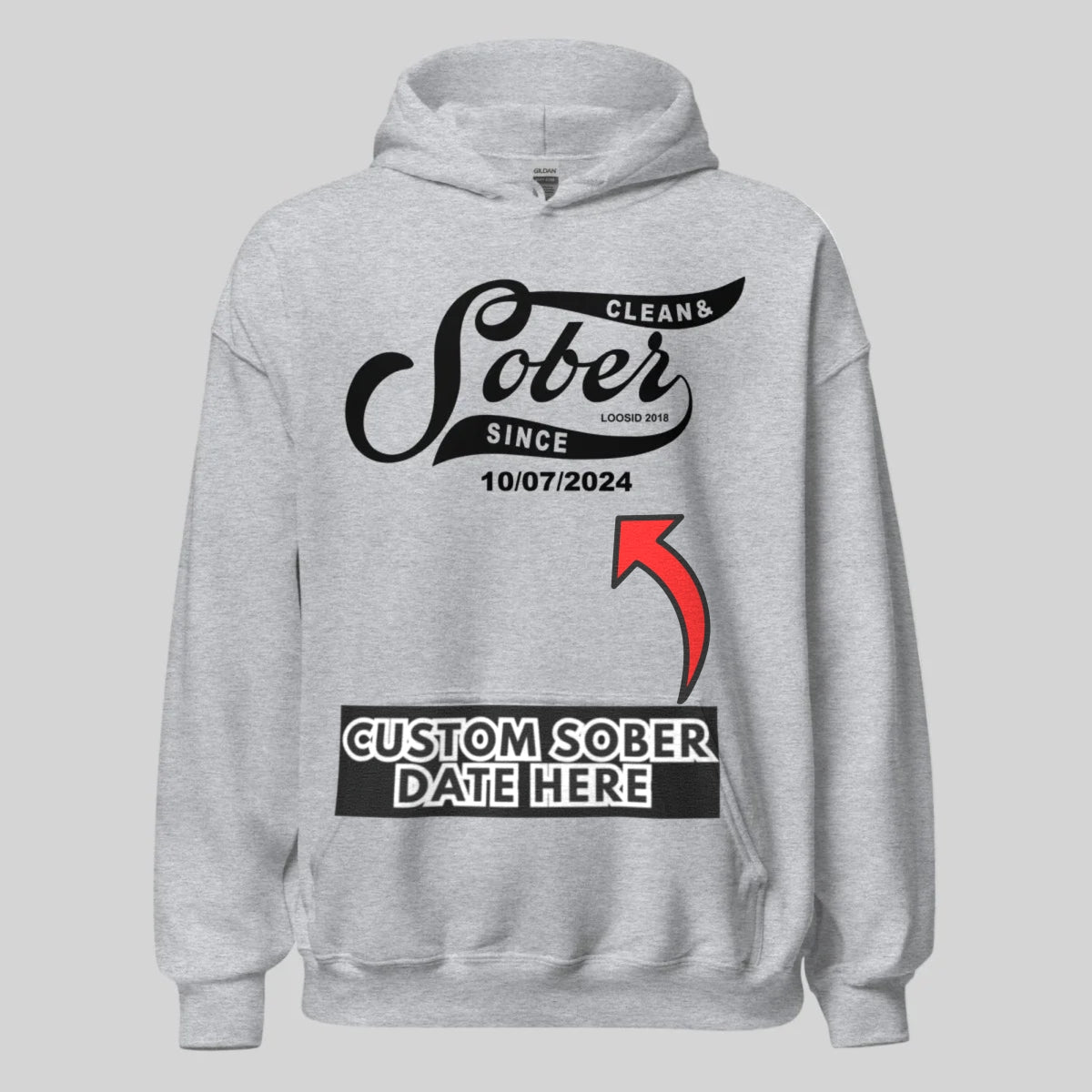 Recovery Hoodie | Women's Sober Since Hoodie with Custom Sober Date