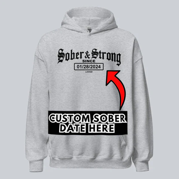 Recovery Hoodie | Unisex Old School Sober Hoodie with Custom Date