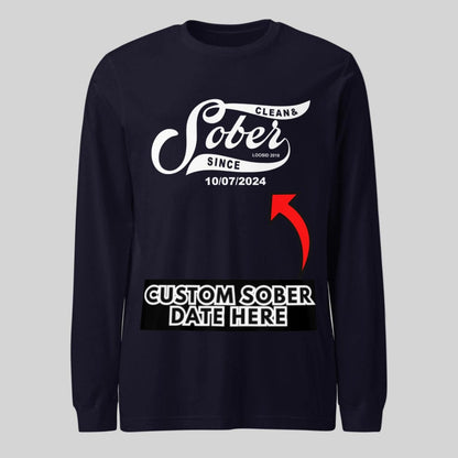 Men's Sober Since Long Sleeve T-shirt w/ Custom Sobriety Date