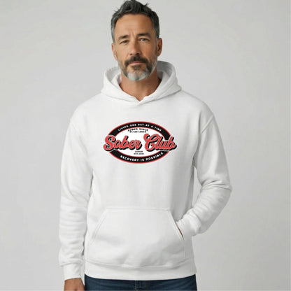 Sober Club Badge Unisex Hoodie with Custom Sobriety Date