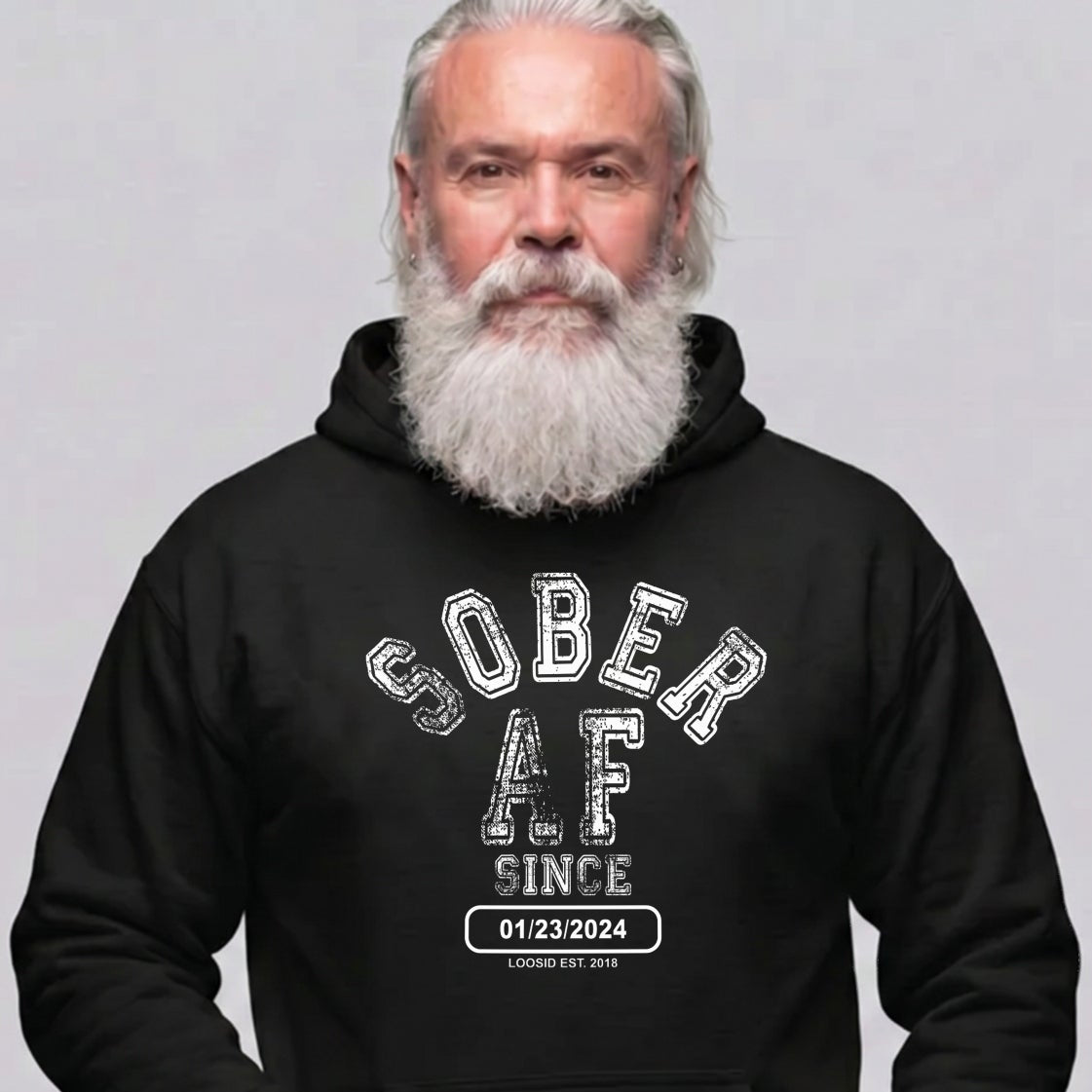 Recovery Hoodie | Sober AF Since Hoodie with Custom Sobriety Date