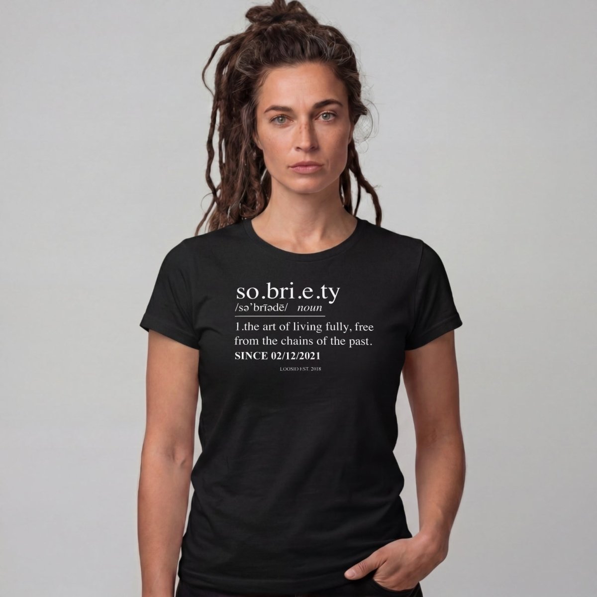 Sober T Shirt | Women's Sobriety Definition Tee with Custom Sober Date