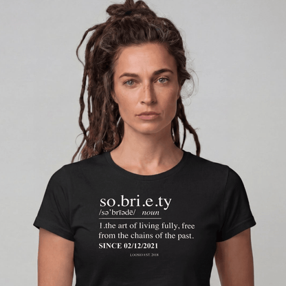 Sober T Shirt | Women's Sobriety Definition Tee with Custom Sober Date