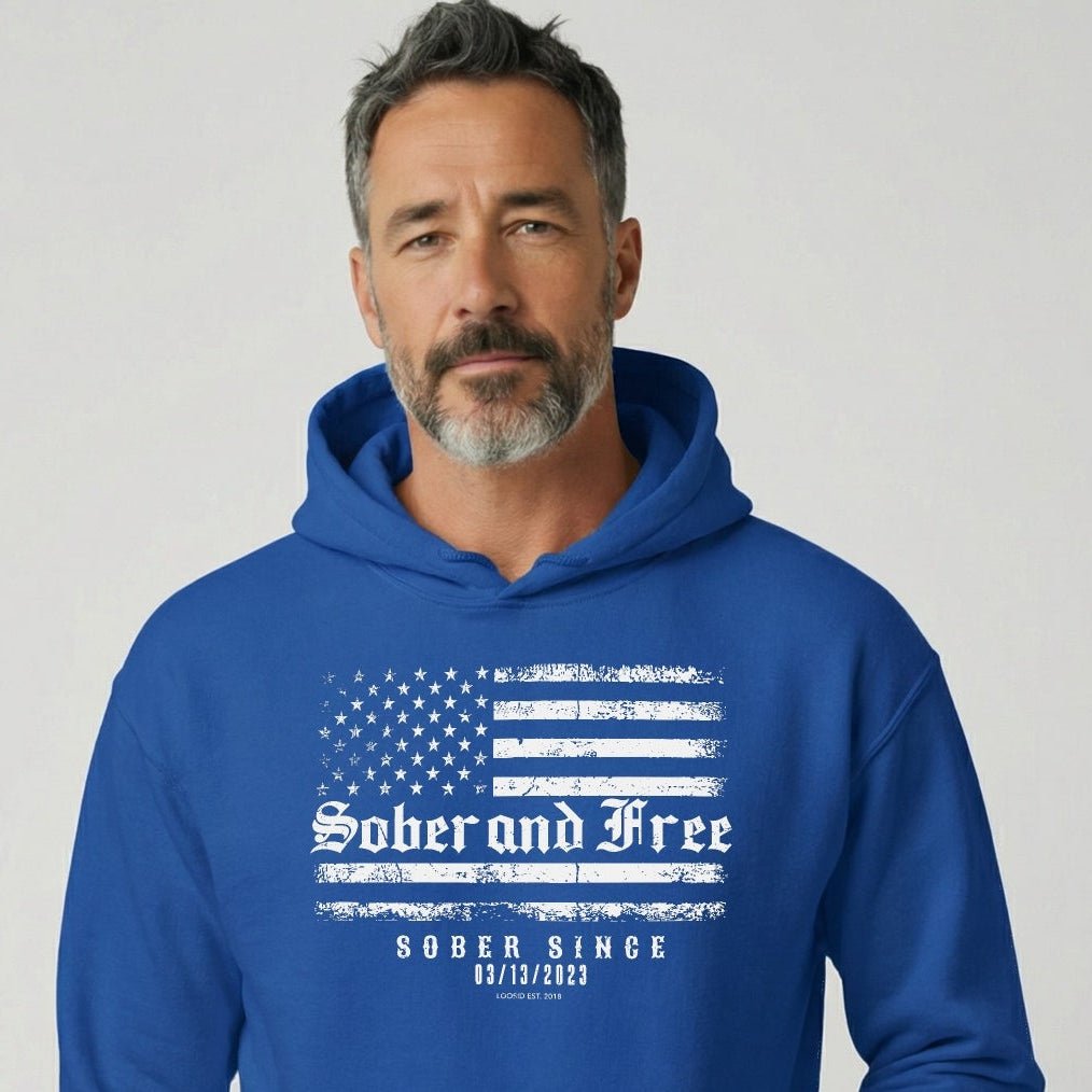 Recovery Hoodie | Sober and Free Custom Sobriety Date Hoodie
