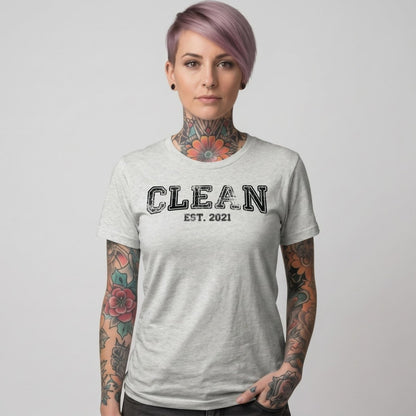 Clean T-Shirt | Women's Clean EST. Tee with Personalized Sobriety Date