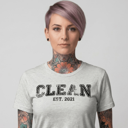 Clean T-Shirt | Women's Clean EST. Tee with Personalized Sobriety Date