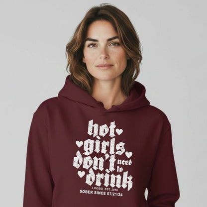 Hot Girls Don't Drink Recovery Hoodie back view (view 7)
