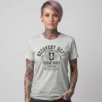 Clean Since Sobriety Sober T Shirt fit detail (view 19)