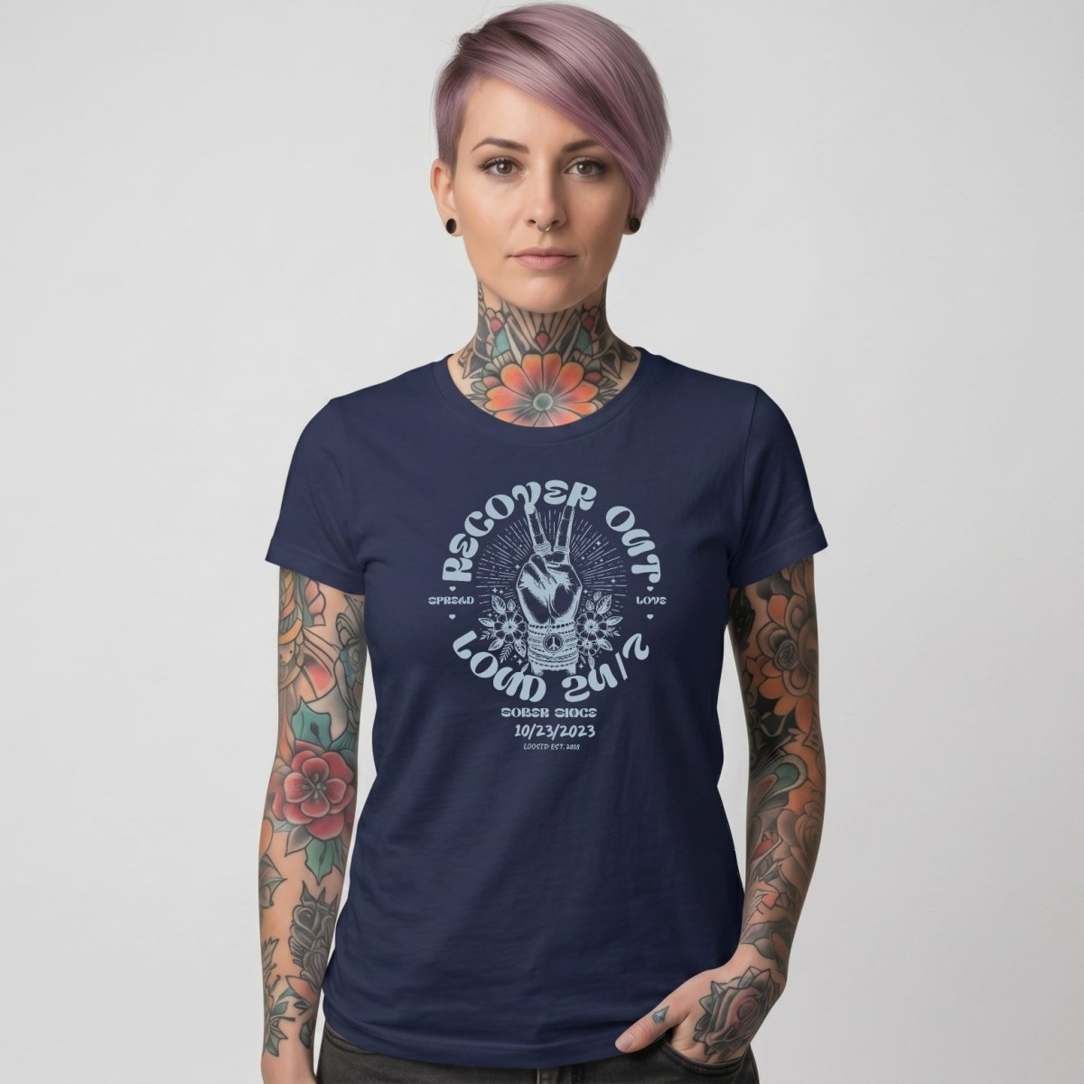 Recover Out Loud Women's Personalized Sober T Shirt