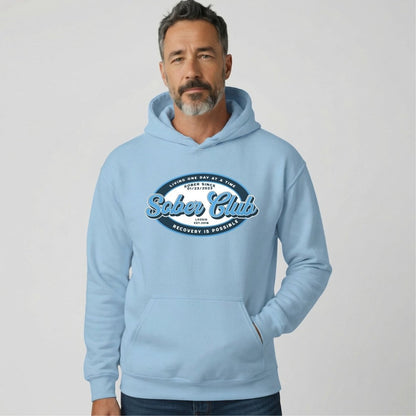 Sober Club Badge Unisex Hoodie with Custom Sobriety Date