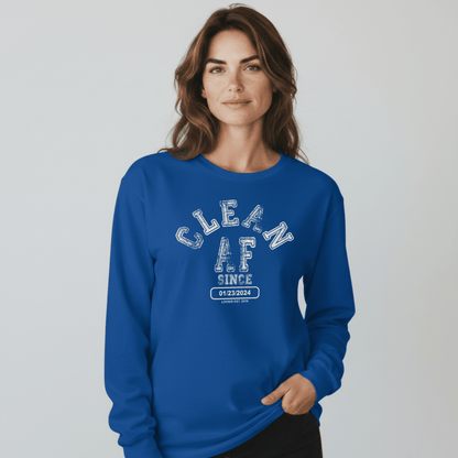 Clean AF Long Sleeve Sober T Shirt close-up view (view 22)