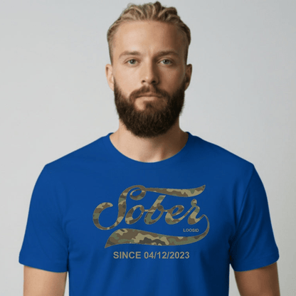 Sober T Shirt | Sober Since Camo Tee with Personalized Date