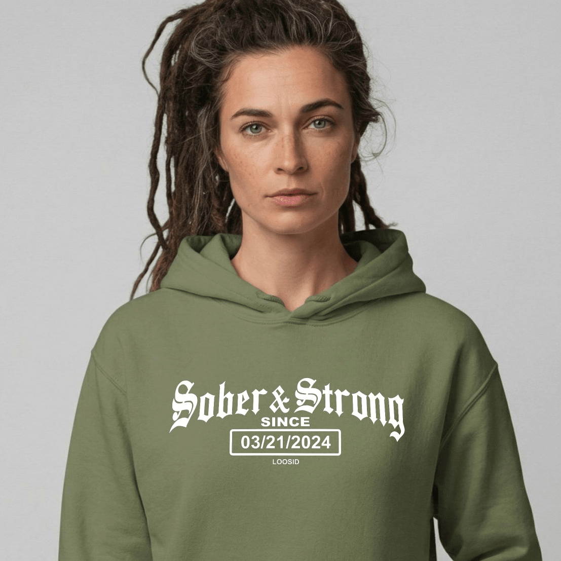 Old School Sober & Strong Recovery Hoodie graphic detail (view 44)