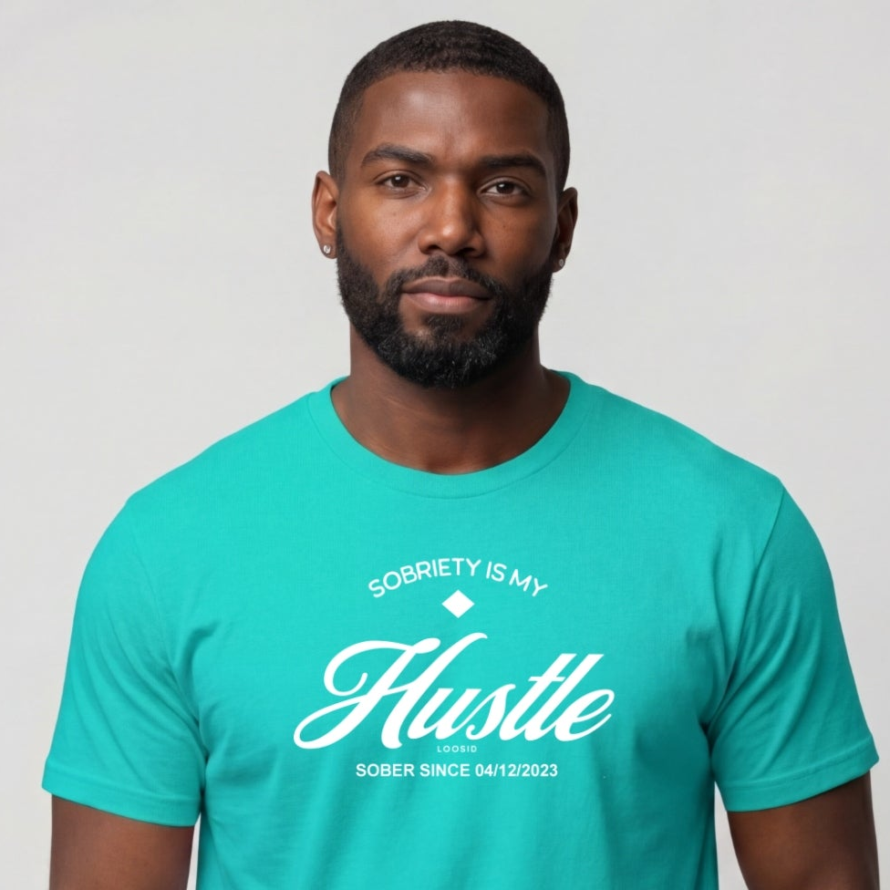 Hustle Men's Relaxed Sober T Shirt w/Personalize Sober Date