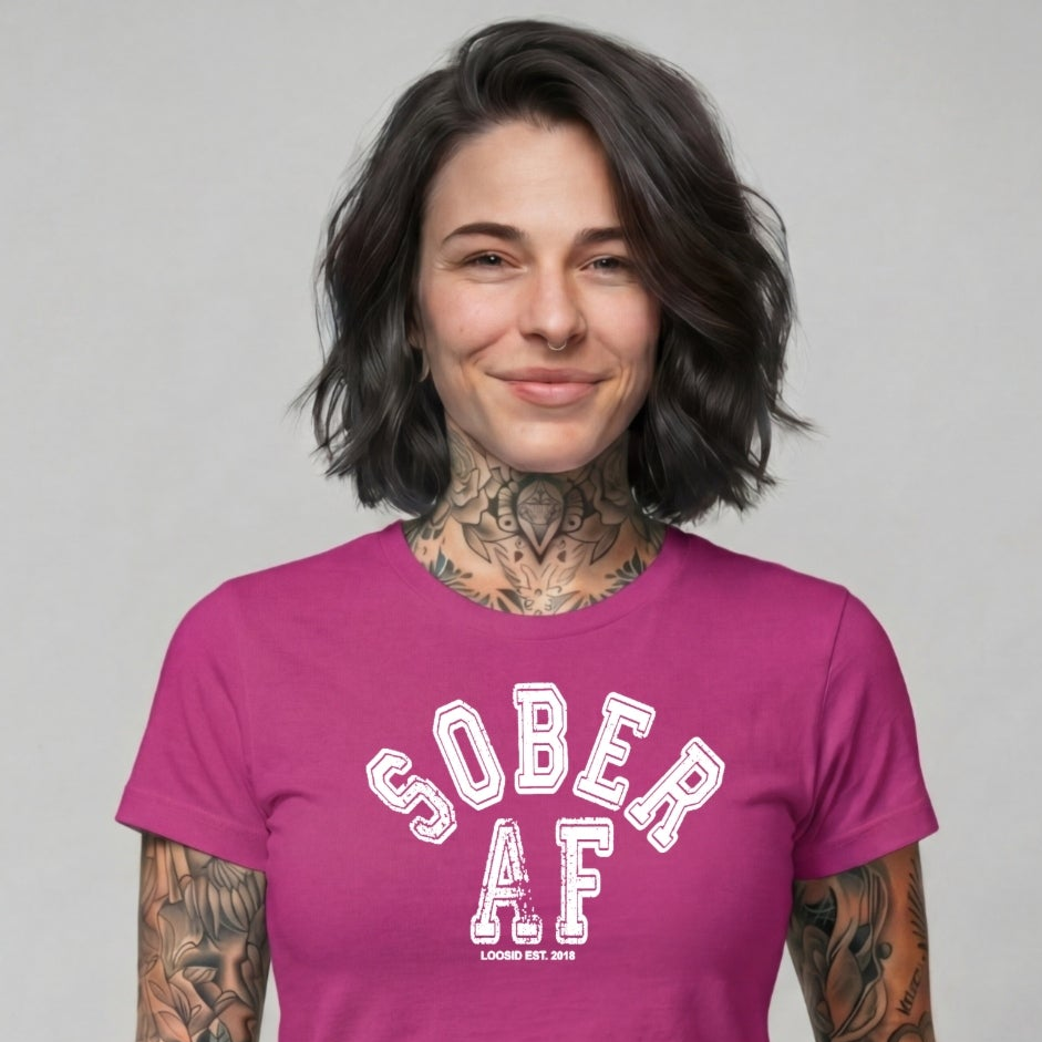 Sober T Shirt | Women's Sober AF Collegiate