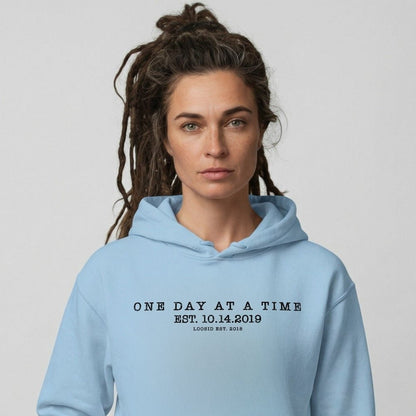 One Day At a Time Recovery Hoodie fit detail (view 9)