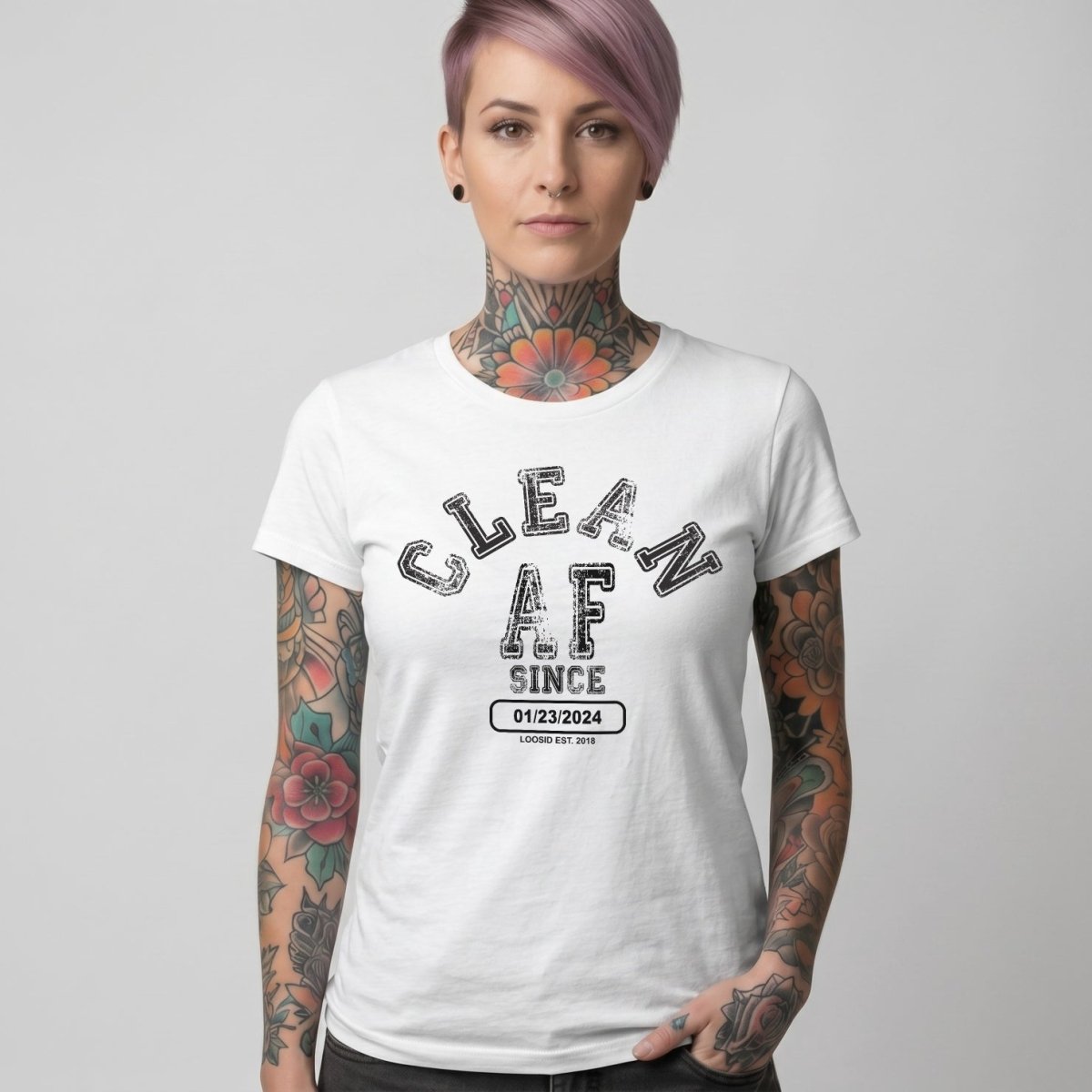 Clean AF Since Clean Sober T Shirt product photo (view 10)