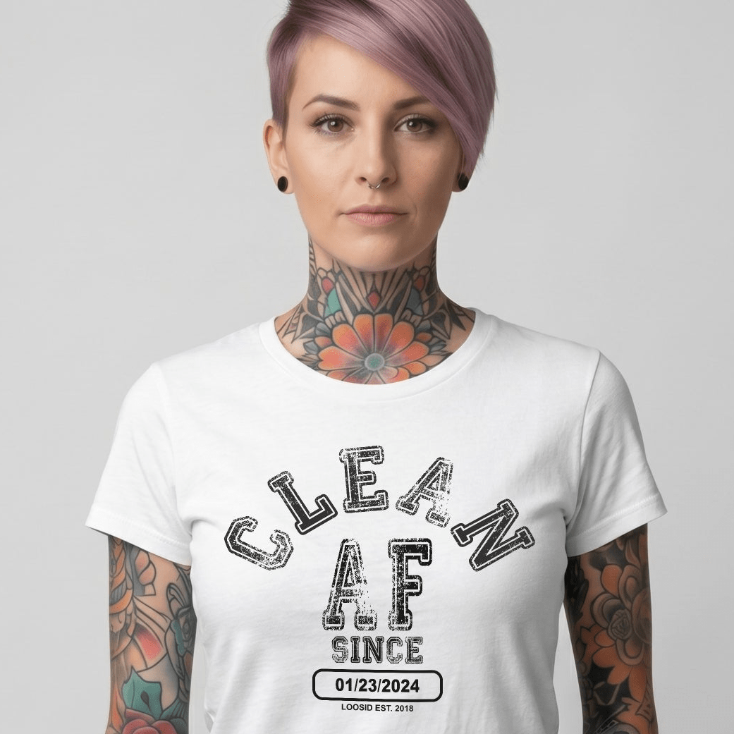 Clean AF Since Clean Sober T Shirt fit detail (view 9)
