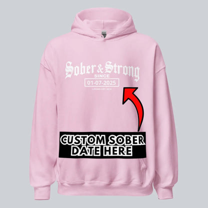 Recovery Hoodie | Women’s Old School Sober & Strong Hoodie with Custom Date
