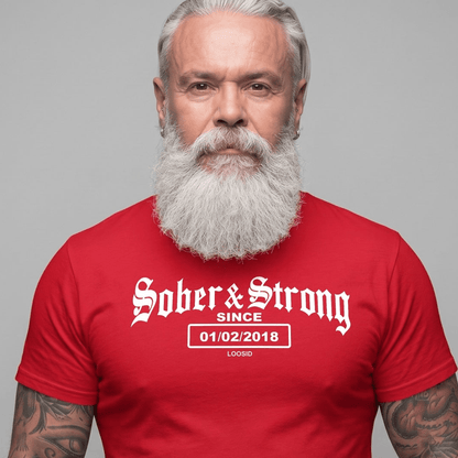 Old School Sober & Strong Sober T Shirt flat lay styled image (view 23)