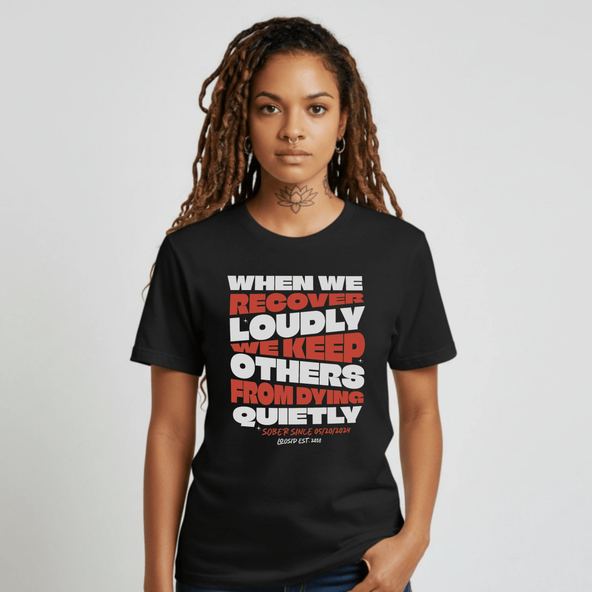 When we recover Loudly Sober T Shirt back view (view 7)