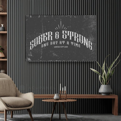 Sobriety Art | Sober & Strong Canvas Wall Decor for Recovery