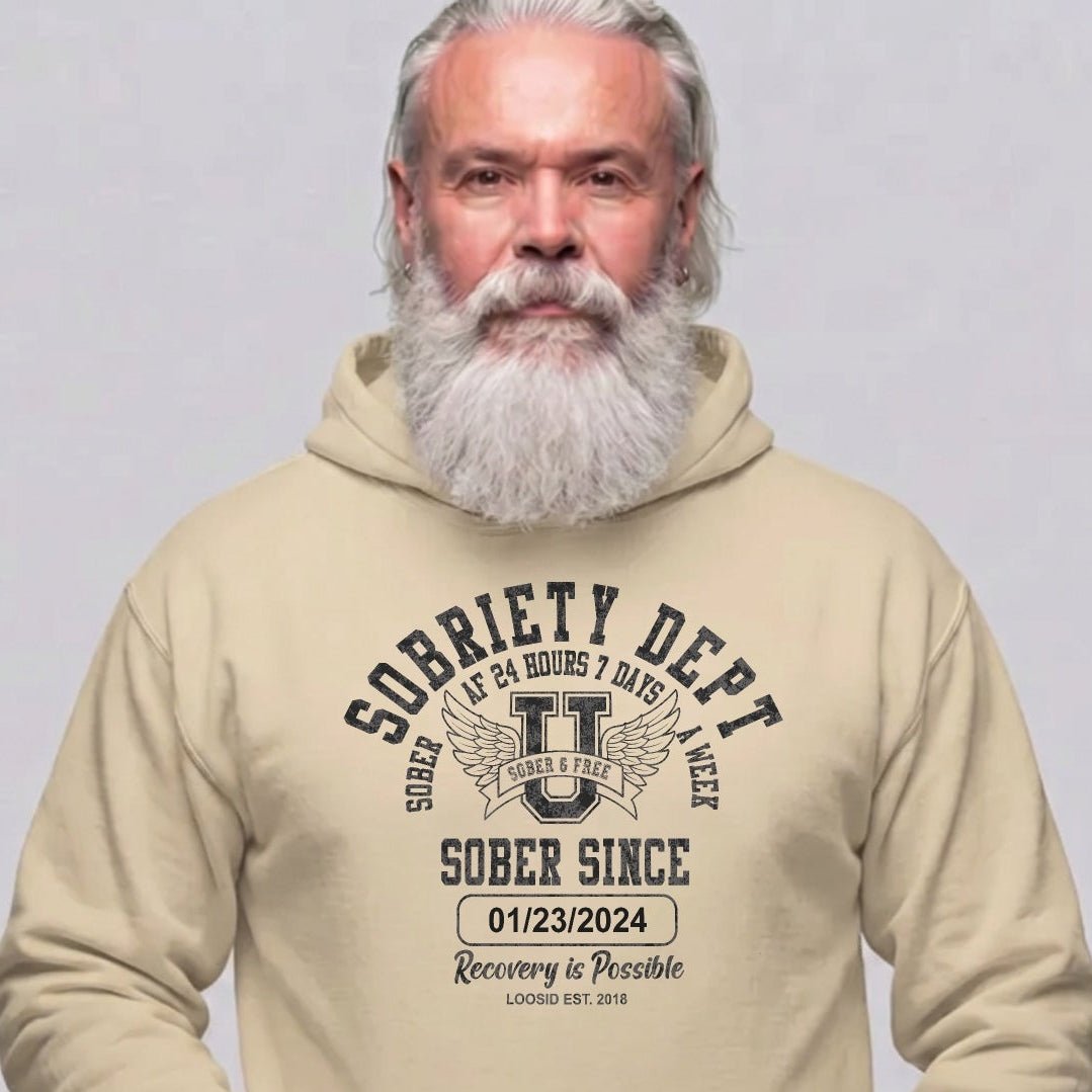 Recovery Hoodie | Sobriety Dept Hoodie with Custom Sobriety Date