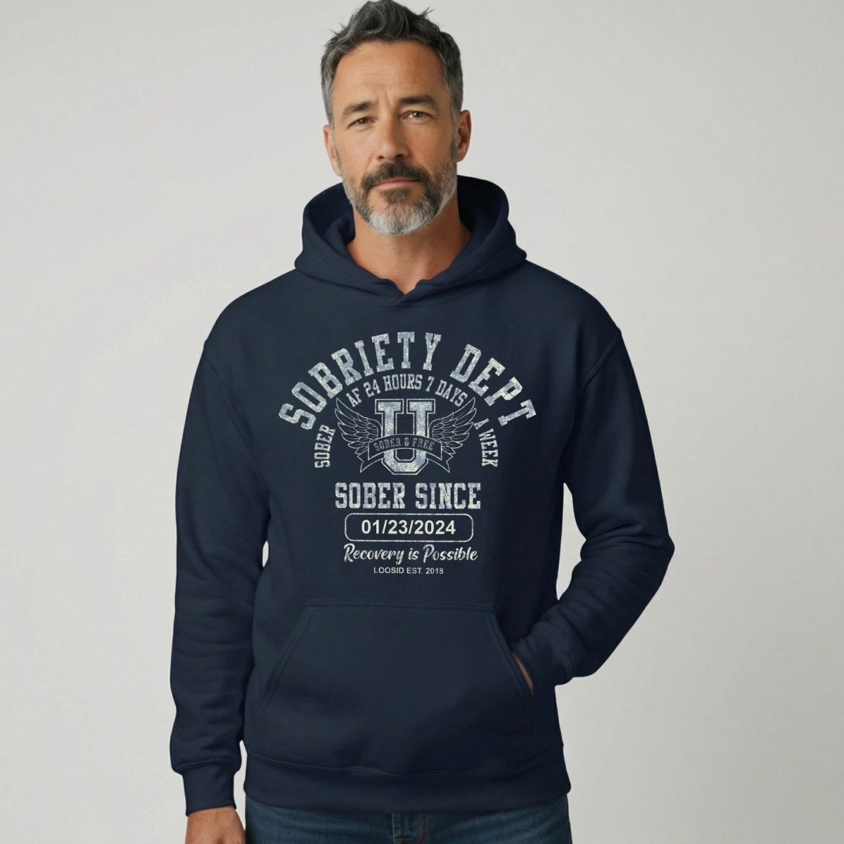 Recovery Hoodie | Sobriety Dept Hoodie with Custom Sobriety Date