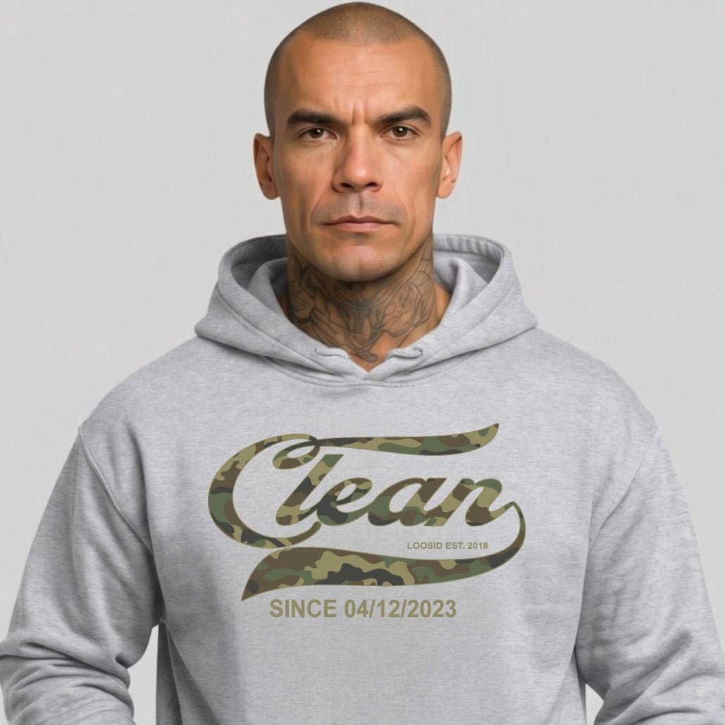 Recovery Hoodie | Clean Since Camo Hoodie with Personalized Date