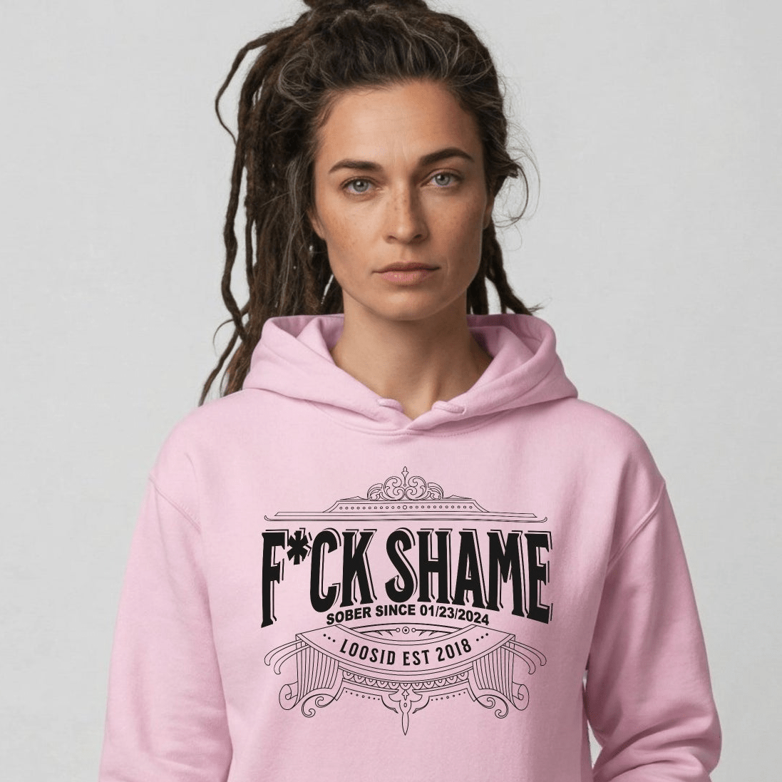 F*ck Shame Recovery Hoodie lifestyle view (view 15)
