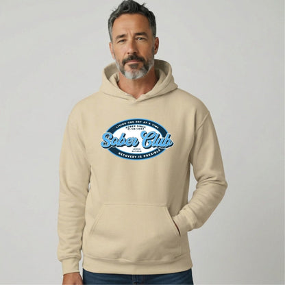 Sober Club Badge Unisex Hoodie with Custom Sobriety Date
