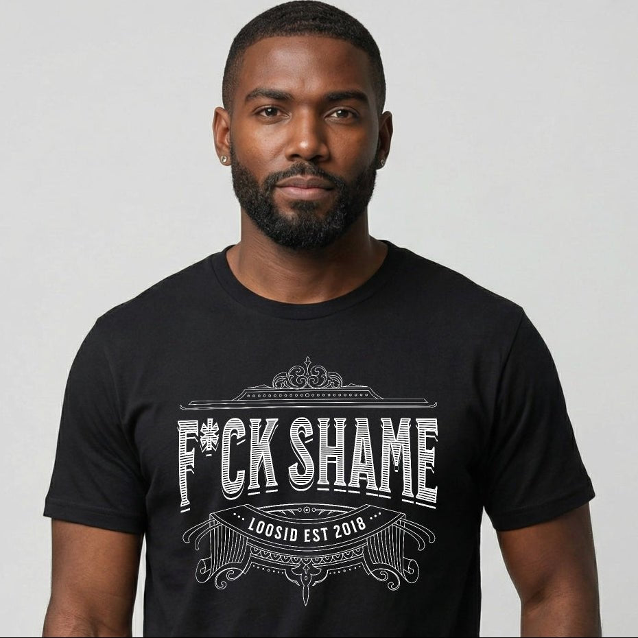 F*ck Shame Sober T Shirt close-up view (view 2)