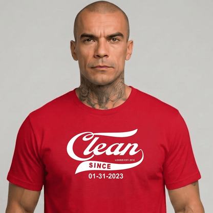 Clean Since Tee with Personalized Sobriety Date | Sober T Shirt