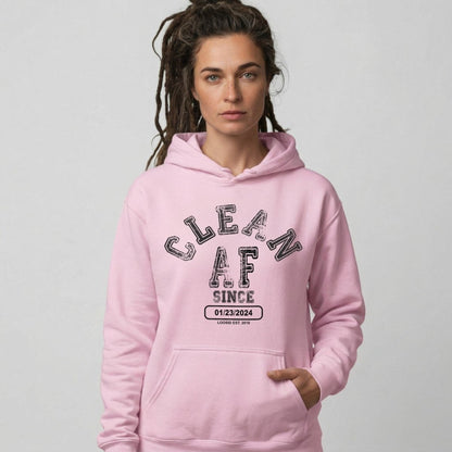 Clean AF Since Recovery Hoodie lifestyle view (view 25)