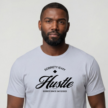 Hustle Men's Relaxed Sober T Shirt w/Personalize Sober Date